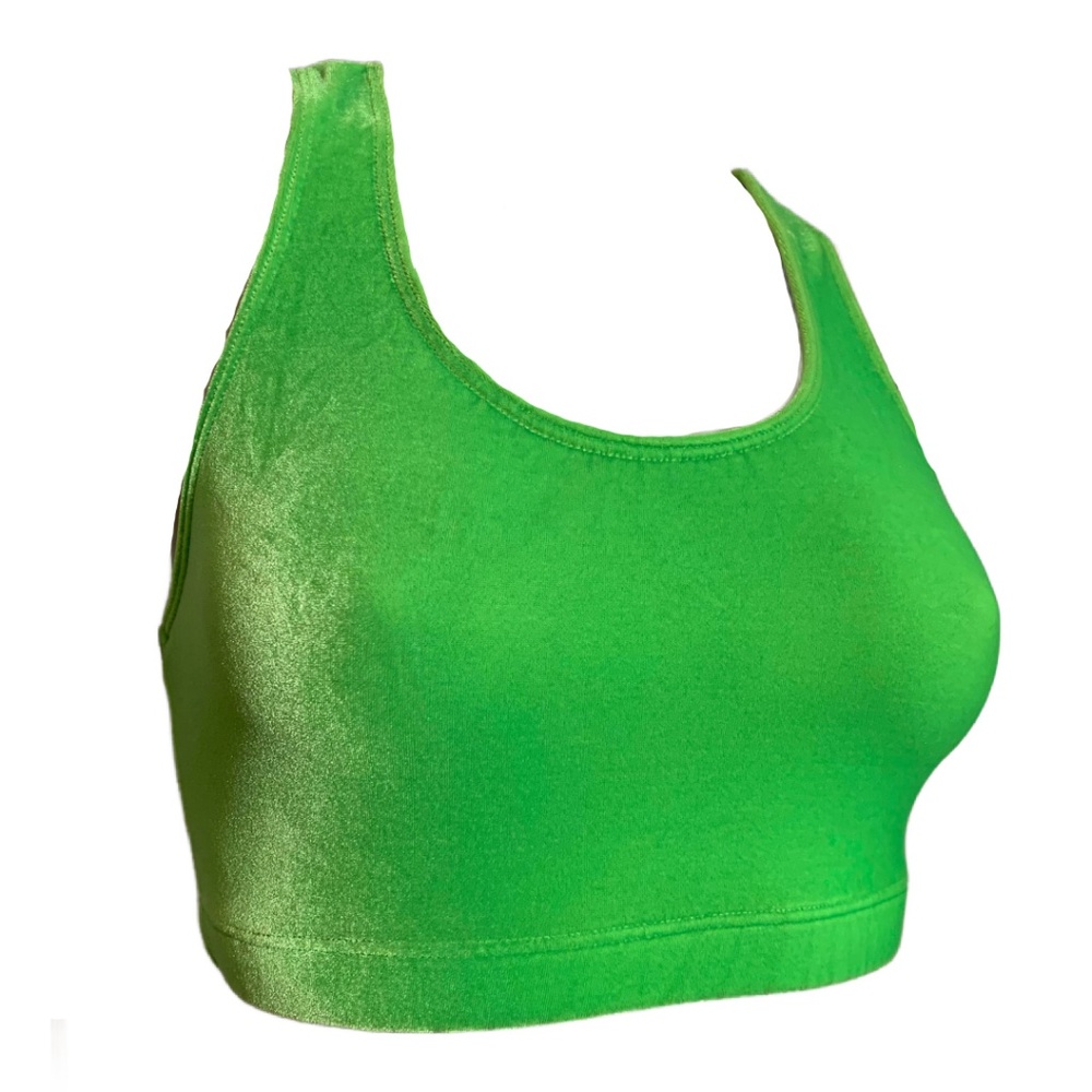 Y2K Neon Green Velvet Racerback Bra Top S